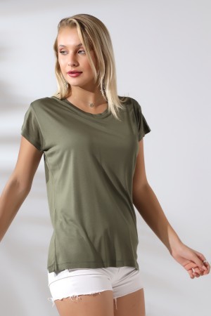 21256 KADIN KISA KOL SALAŞ BİSİKLET YAKA VSK TSHIRT