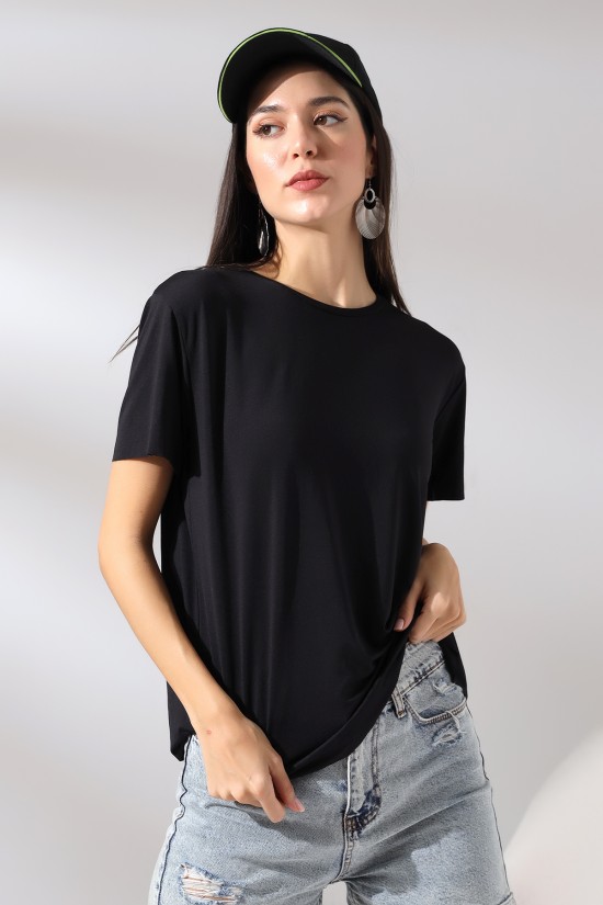 21638 KADIN GENİŞ BİSİKLET YAKA KISA KOLU VE ETEĞİ DİKİŞSİZ MİKROFAY TSHIRT 21638 KADIN GENİŞ BİSİKLET YAKA KISA KOLU VE ETEĞİ DİKİŞSİZ MİKROFAY TSHIRT