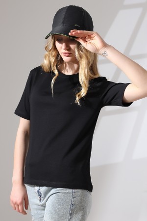 21666 KADIN KALIN FAYN PENYE KOMPAKT KISA KOL TSHIRT