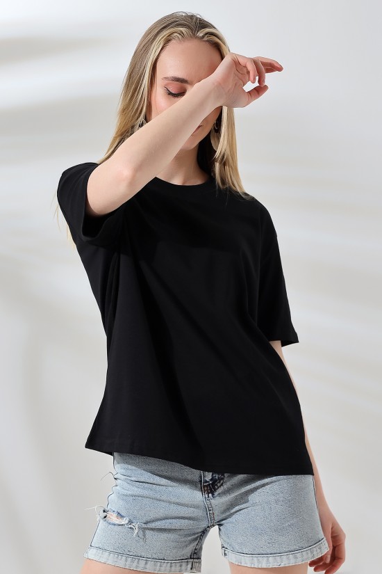 21667 KADIN KALIN FAYN PENYE COMPACK YAKA KAŞGORSELİ KISA KOL GENİŞ SALAŞ TSHIRT 21667 KADIN KALIN FAYN PENYE COMPACK YAKA KAŞGORSELİ KISA KOL GENİŞ SALAŞ TSHIRT