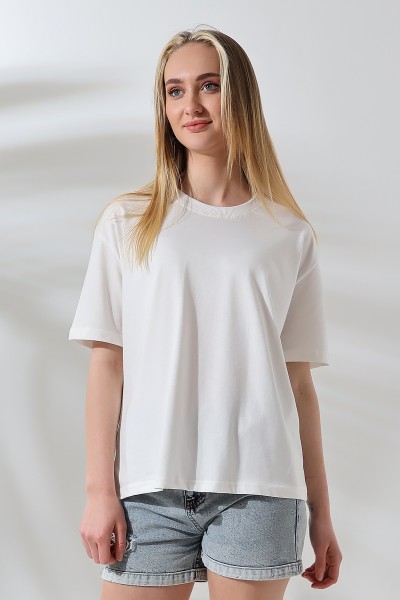 21667 KADIN KALIN FAYN PENYE KOMPAKT YAKA KAŞGORSELİ KISA KOL GENİŞ SALAŞ TSHIRT 21667 KADIN KALIN FAYN PENYE KOMPAKT YAKA KAŞGORSELİ KISA KOL GENİŞ SALAŞ TSHIRT