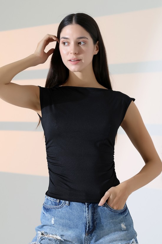 21895 KADIN KAYIK YAKA MİKRO JAPONE KOL YANLARI BÜZGÜLÜ TSHIRT 21895 KADIN KAYIK YAKA MİKRO JAPONE KOL YANLARI BÜZGÜLÜ TSHIRT