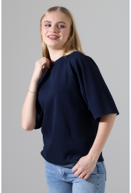 22152  KADIN SALAŞ REGLAN YARIM KOL ÖN VE ARKA BEDEN DİKEY PENSLİ BİSİKLET YAKA DOUBLEFACE YUMUŞAK DOKU  TSHIRT 