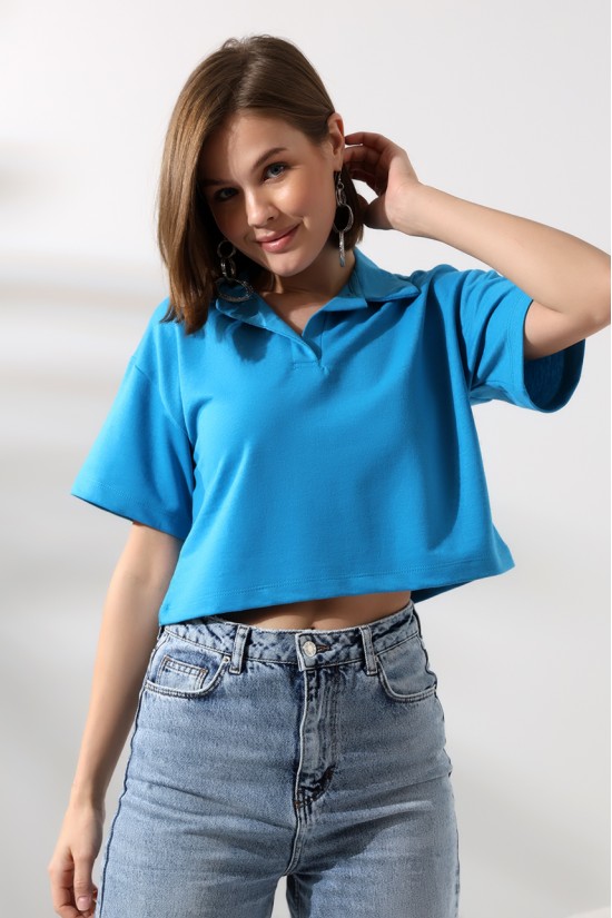 21171 BAYAN KISA KOL GÖMLEK YAKA POLO YAKA TSHIRT 21171 BAYAN KISA KOL GÖMLEK YAKA POLO YAKA TSHIRT