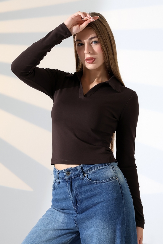 21938 KADIN FULLLYC RİBANA UZUN KOL KOL GÖMLEK YAKA PATLI UZUN KOL TSHIRT