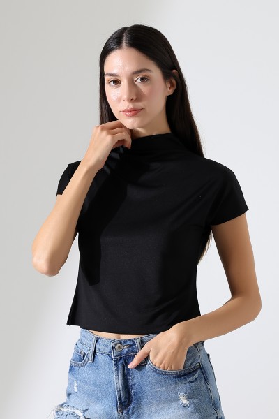 22002 KADIN FULL LYC MİKRO KENDİLİĞİNDEN DİK YAKASI KOLU ETEĞİ DİKİŞSİZ KOLU BEDENDE TSHIRT