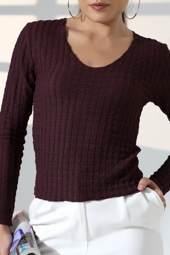 22111 KADIN JAKARLI VİYANA UZUN KOL V YAKA TSHIRT 22111 KADIN JAKARLI VİYANA UZUN KOL V YAKA TSHIRT