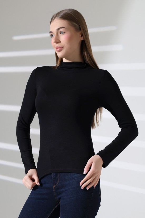 21950 KADIN KENDİLİĞİNDEN DİK YAKA FULL LYC VİSK RİBANA UZUN KOL TSHIRT 21950 KADIN KENDİLİĞİNDEN DİK YAKA FULL LYC VİSK RİBANA UZUN KOL TSHIRT