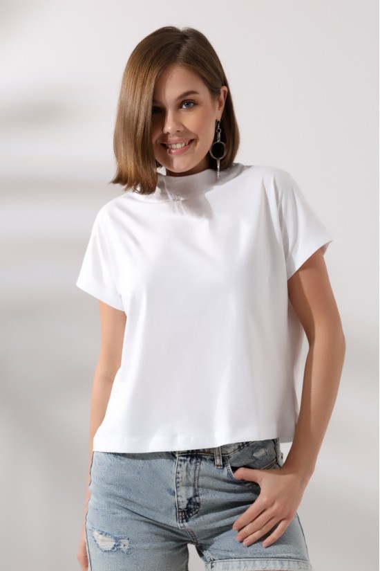 19588 BAYAN DİK YAKA KISA KOLU BEDENDE PAMUKLU KISA TSHIRT 19588 BAYAN DİK YAKA KISA KOLU BEDENDE PAMUKLU KISA TSHIRT