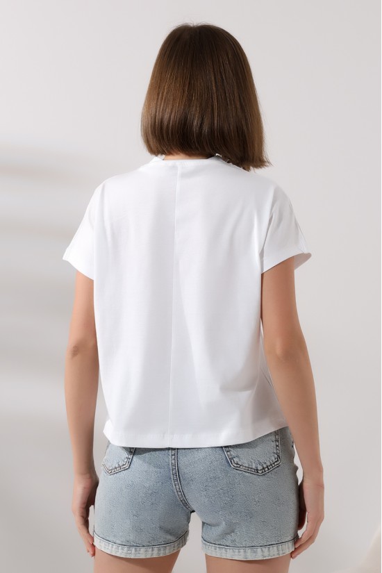 19588 BAYAN DİK YAKA KISA KOLU BEDENDE PAMUKLU KISA TSHIRT 19588 BAYAN DİK YAKA KISA KOLU BEDENDE PAMUKLU KISA TSHIRT