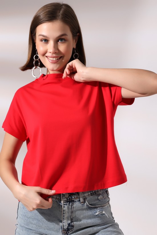 19588 BAYAN DİK YAKA KISA KOLU BEDENDE PAMUKLU KISA TSHIRT 19588 BAYAN DİK YAKA KISA KOLU BEDENDE PAMUKLU KISA TSHIRT