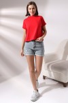 19588 BAYAN DİK YAKA KISA KOLU BEDENDE PAMUKLU KISA TSHIRT 19588 BAYAN DİK YAKA KISA KOLU BEDENDE PAMUKLU KISA TSHIRT