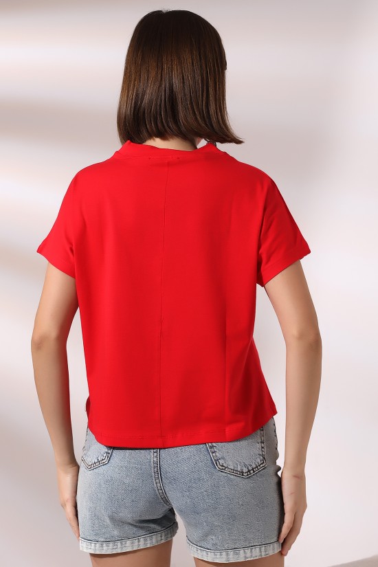 19588 BAYAN DİK YAKA KISA KOLU BEDENDE PAMUKLU KISA TSHIRT 19588 BAYAN DİK YAKA KISA KOLU BEDENDE PAMUKLU KISA TSHIRT
