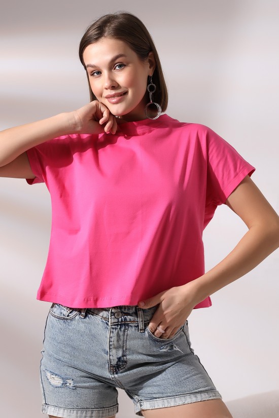 19588 BAYAN DİK YAKA KISA KOLU BEDENDE PAMUKLU KISA TSHIRT 19588 BAYAN DİK YAKA KISA KOLU BEDENDE PAMUKLU KISA TSHIRT