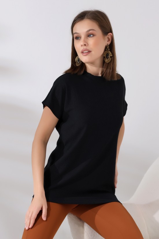 21122 BAYAN BÜRÜMCÜK YARIM BOĞAZLI YAKA KISA KOLU BEDENDE NORMAL BOY TSHIRT 21122 BAYAN BÜRÜMCÜK YARIM BOĞAZLI YAKA KISA KOLU BEDENDE NORMAL BOY TSHIRT