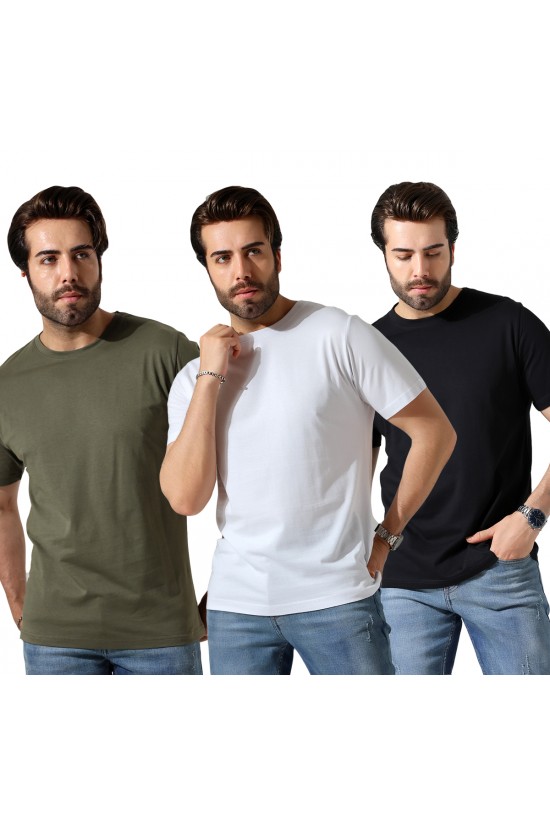 31751 - 3'LÜ PAKET ERKEK BASİC COMFORT FİT KISA KOL BİSİKLET YAKA PAMUKLU TSHIRT 31751 - 3'LÜ PAKET ERKEK BASİC COMFORT FİT KISA KOL BİSİKLET YAKA PAMUKLU TSHIRT