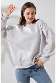 21616 KADIN 3 İP PENYE KOMPAKT ŞARDONLU OMUZLARI PARÇALI  BİSİKLET YAKA SALAŞ OVERSİZE SWEATSHIRT