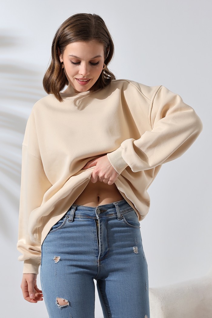 21616 KADIN 3 İP PENYE COMPACK ŞARDONLU OMUZLARI PARÇALI BİSİKLET YAKA SALAŞ OVERSİZE SWETSHIRT 21616 KADIN 3 İP PENYE COMPACK ŞARDONLU OMUZLARI PARÇALI BİSİKLET YAKA SALAŞ OVERSİZE SWETSHIRT