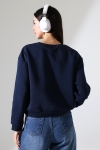 21614 KADIN 3 İP PENYE KOMPAKT ŞARDONLU GENİŞ VE KISA BİSİKLET YAKA SWEATSHIRT