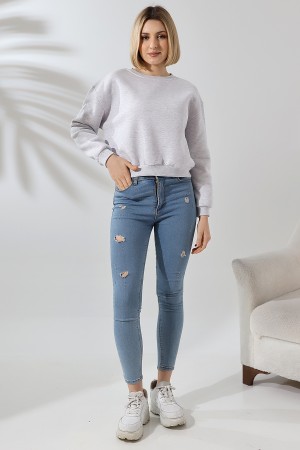 21614 KADIN 3 İP PENYE KOMPAKT ŞARDONLU GENİŞ VE KISA BİSİKLET YAKA SWEATSHIRT 21614 KADIN 3 İP PENYE KOMPAKT ŞARDONLU GENİŞ VE KISA BİSİKLET YAKA SWEATSHIRT