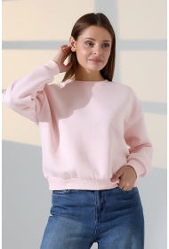 21614 KADIN 3 İP PENYE KOMPAKT ŞARDONLU GENİŞ VE KISA BİSİKLET YAKA SWEATSHIRT