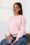 21614 KADIN 3 İP PENYE KOMPAKT ŞARDONLU GENİŞ VE KISA BİSİKLET YAKA SWEATSHIRT