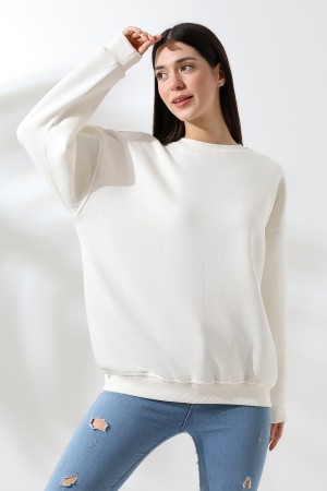 21620 KADIN 3 İP PENYE KOMPAKT ŞARDONLU  BİSİKLET YAKA SALAŞ OVERSİZE UZUN SWEATSHIRT