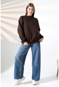 21620 KADIN 3 İP PENYE KOMPAKT ŞARDONLU BİSİKLET YAKA SALAŞ OVERSİZE UZUN SWEATSHIRT 21620 KADIN 3 İP PENYE KOMPAKT ŞARDONLU BİSİKLET YAKA SALAŞ OVERSİZE UZUN SWEATSHIRT