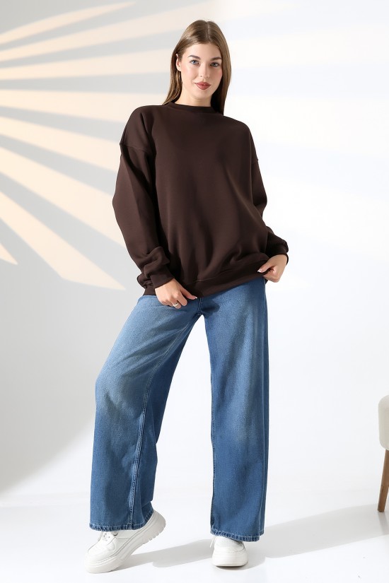 21620 KADIN 3 İP PENYE KOMPAKT ŞARDONLU BİSİKLET YAKA SALAŞ OVERSİZE UZUN SWEATSHIRT 21620 KADIN 3 İP PENYE KOMPAKT ŞARDONLU BİSİKLET YAKA SALAŞ OVERSİZE UZUN SWEATSHIRT