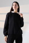 21985 KADIN 3 İP BİSİKLETVE GÖMLEK YAKALI SALAŞ GENİŞ SWETSHIRT