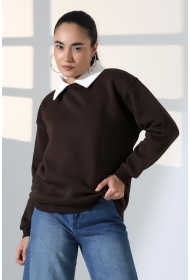 21985 KADIN 3 İP BİSİKLETVE GÖMLEK YAKALI SALAŞ GENİŞ SWEATSHIRT 21985 KADIN 3 İP BİSİKLETVE GÖMLEK YAKALI SALAŞ GENİŞ SWEATSHIRT