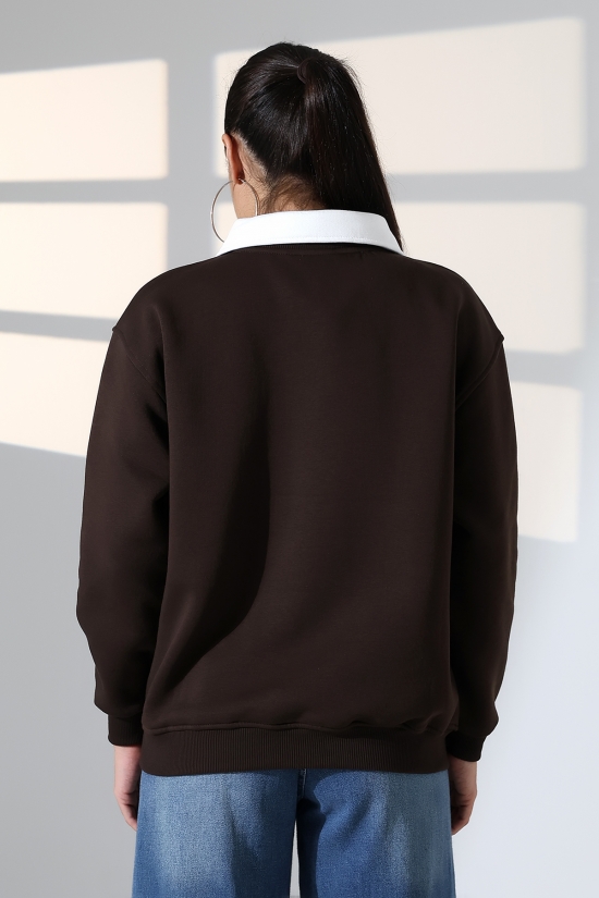 21985 KADIN 3 İP BİSİKLETVE GÖMLEK YAKALI SALAŞ GENİŞ SWEATSHIRT