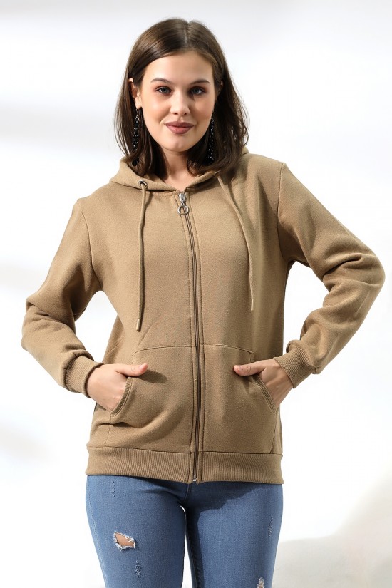 19116 BAYAN DÜZ 2İP ŞARDONLU FERM. KAPŞONLU SWETSHIRT 19116 BAYAN DÜZ 2İP ŞARDONLU FERM. KAPŞONLU SWETSHIRT