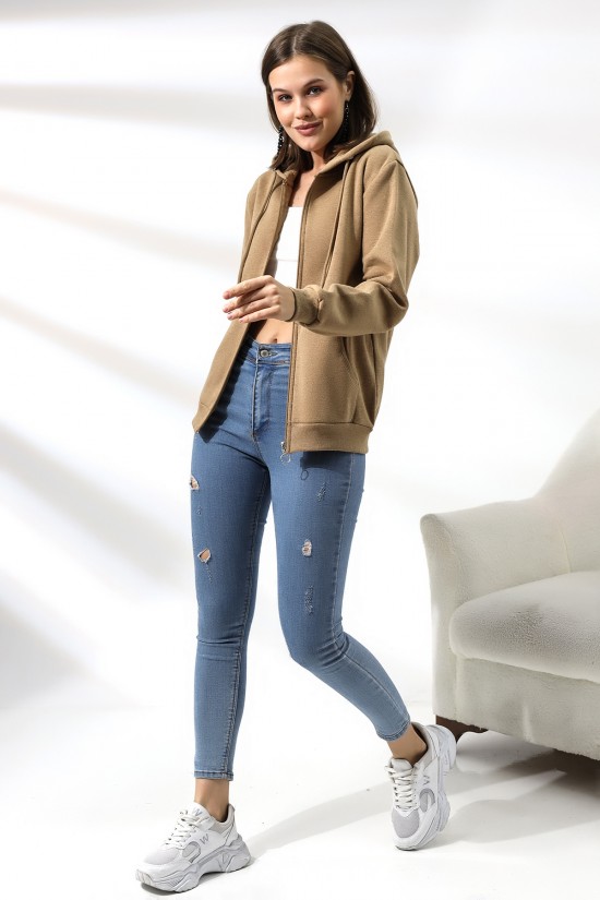 19116 BAYAN DÜZ 2İP ŞARDONLU FERM. KAPŞONLU SWETSHIRT 19116 BAYAN DÜZ 2İP ŞARDONLU FERM. KAPŞONLU SWETSHIRT