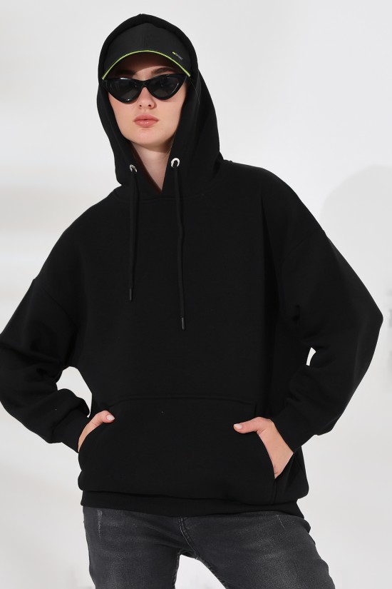21615 KADIN 3 İP PENYE KOMPAKT ŞARDONLU SALAŞ OVERSİZE KAPŞONLU KANGURU CEPLİ SWEATSHIRT 21615 KADIN 3 İP PENYE KOMPAKT ŞARDONLU SALAŞ OVERSİZE KAPŞONLU KANGURU CEPLİ SWEATSHIRT