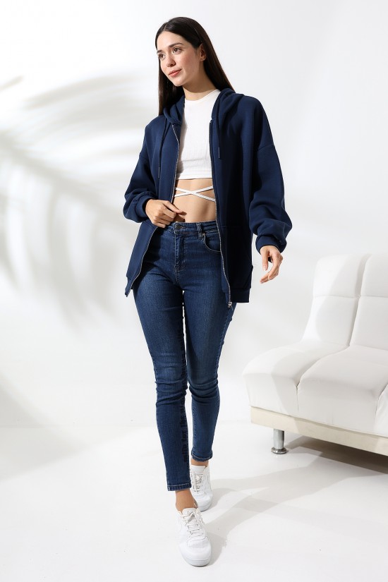 21618 KADIN 3 İP PENYE COMPACK ŞARDONLU METAL FERMUARLI SALAŞ OVERSİZE KAPŞONLU KANGURU CEPLİ SWETSHIRT 21618 KADIN 3 İP PENYE COMPACK ŞARDONLU METAL FERMUARLI SALAŞ OVERSİZE KAPŞONLU KANGURU CEPLİ SWETSHIRT