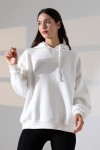 21966  KADIN 3 İP PENYE KOMPAKT ŞARDONLU SALAŞ OVERSİZE KAPŞONLU SWEATSHIRT