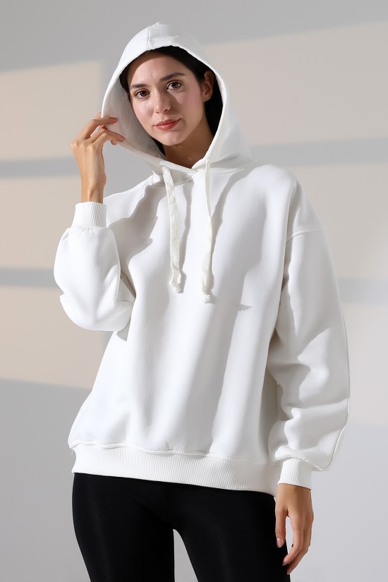 21966  KADIN 3 İP PENYE KOMPAKT ŞARDONLU SALAŞ OVERSİZE KAPŞONLU SWEATSHIRT