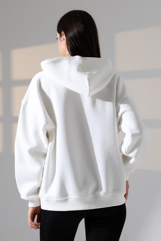 21966  KADIN 3 İP PENYE KOMPAKT ŞARDONLU SALAŞ OVERSİZE KAPŞONLU SWEATSHIRT