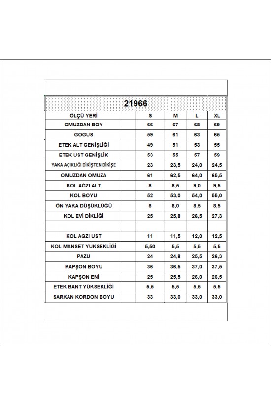 21966  KADIN 3 İP PENYE KOMPAKT ŞARDONLU SALAŞ OVERSİZE KAPŞONLU SWEATSHIRT