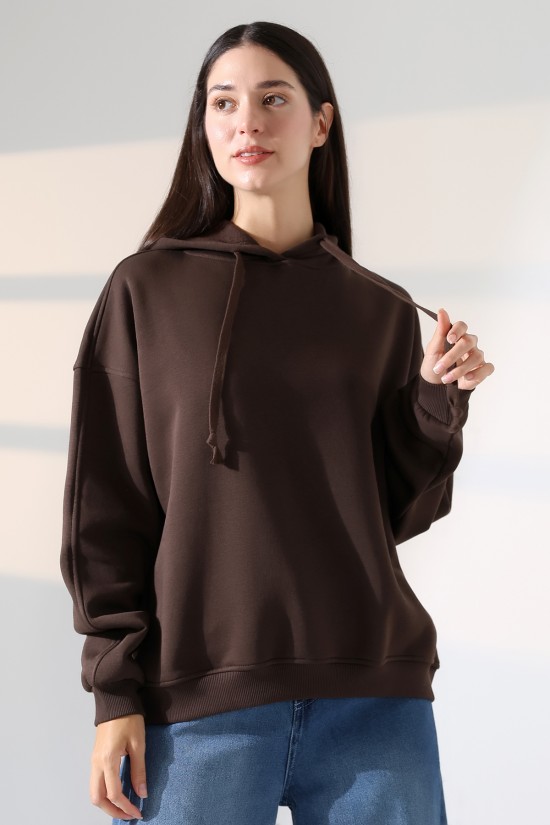21966 KADIN 3 İP PENYE KOMPAKT ŞARDONLU SALAŞ OVERSİZE KAPŞONLU SWEATSHIRT 21966 KADIN 3 İP PENYE KOMPAKT ŞARDONLU SALAŞ OVERSİZE KAPŞONLU SWEATSHIRT