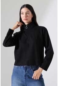 21986 KADIN SELANİK FERMUARLI GÖMLEK YAKA SWEATSHIRT 21986 KADIN SELANİK FERMUARLI GÖMLEK YAKA SWEATSHIRT