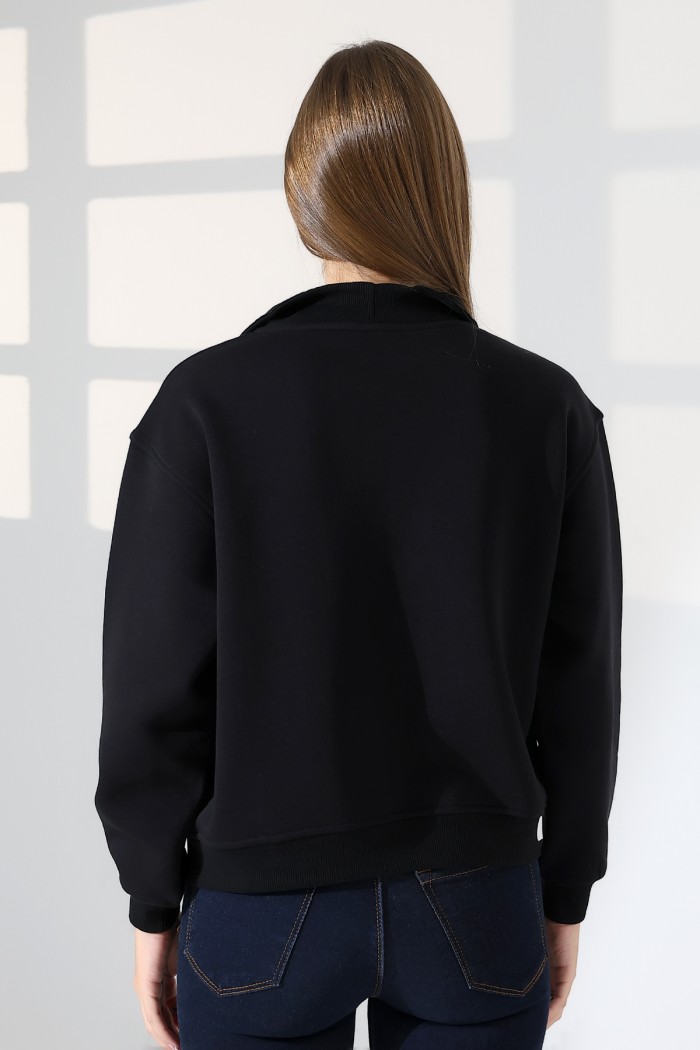 21971 KADIN 3 İP KAMYONCU FERMUARLI KAŞG YAKA SALAŞ GENİŞ SWEATSHIRT 21971 KADIN 3 İP KAMYONCU FERMUARLI KAŞG YAKA SALAŞ GENİŞ SWEATSHIRT