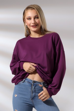 20814 KADIN OVERSİZE 2İP SALAŞ GENİŞ SWETSHIRT