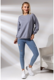 20814 KADIN OVERSİZE 2İP SALAŞ GENİŞ SWETSHIRT