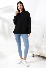 21622 KADIN METAL FERMUARLI KAMYONCU YAKA PENYE KOMPAKT ŞARD.3 İP SALAŞ OVERSİZE SWEATSHIRT 21622 KADIN METAL FERMUARLI KAMYONCU YAKA PENYE KOMPAKT ŞARD.3 İP SALAŞ OVERSİZE SWEATSHIRT