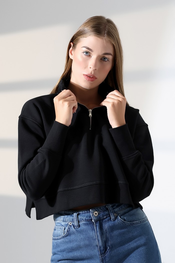 21967 KADIN 3 İP DİKYAKA KAMYON YARIM FERMUAR ETEK KAŞGORSESİ YIRTMAÇLI GENİŞ SWETSHIRT 21967 KADIN 3 İP DİKYAKA KAMYON YARIM FERMUAR ETEK KAŞGORSESİ YIRTMAÇLI GENİŞ SWETSHIRT