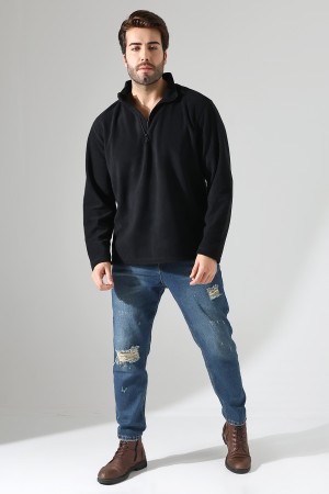 21855 ERKEK POLAR KUMAŞ KAMYONCU HAKİM YAKA SWEATSHIRT 