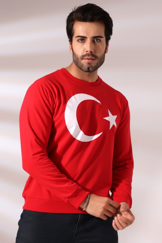 19156 TÜRK BAYRAK BASKILI BİSİKLET YAKA 2 İP ERKEK SWETSHİRT 19156 TÜRK BAYRAK BASKILI BİSİKLET YAKA 2 İP ERKEK SWETSHİRT
