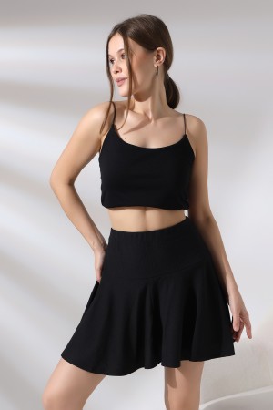 21135 KADIN BÜRÜMCÜK YAN BELİ FERMUARLI ŞORTLU ETEK  